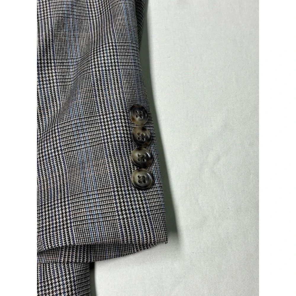 Jos A Bank Signature Collection Mens 40R W34 L30 Grey Plaid 100%‎ Wool 2Pc Suit